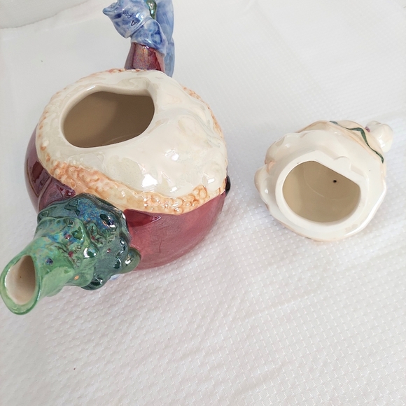 Blue Sky Santa Teapot Luster Glaze Christmas Tree Spout Clayworks - Picture 6 of 10